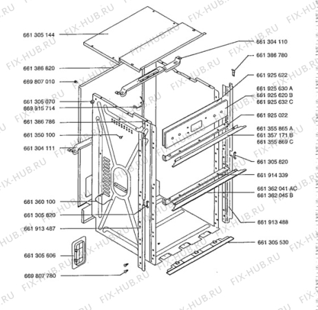 Взрыв-схема плиты (духовки) Aeg 52081B-B - Схема узла H10 Outer Frame